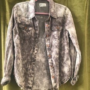 Distressed button down